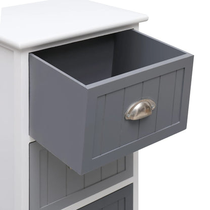 Side Cabinet Paulownia Wood White & Grey