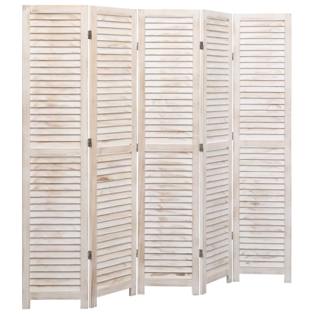 5-Panel Room Divider White - 175×165cm