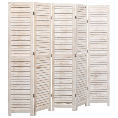 5-Panel Room Divider White - 175×165cm