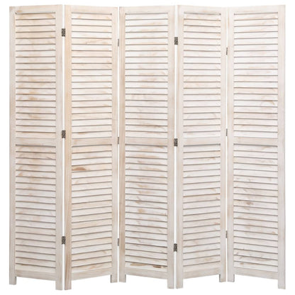 5-Panel Room Divider White - 175×165cm