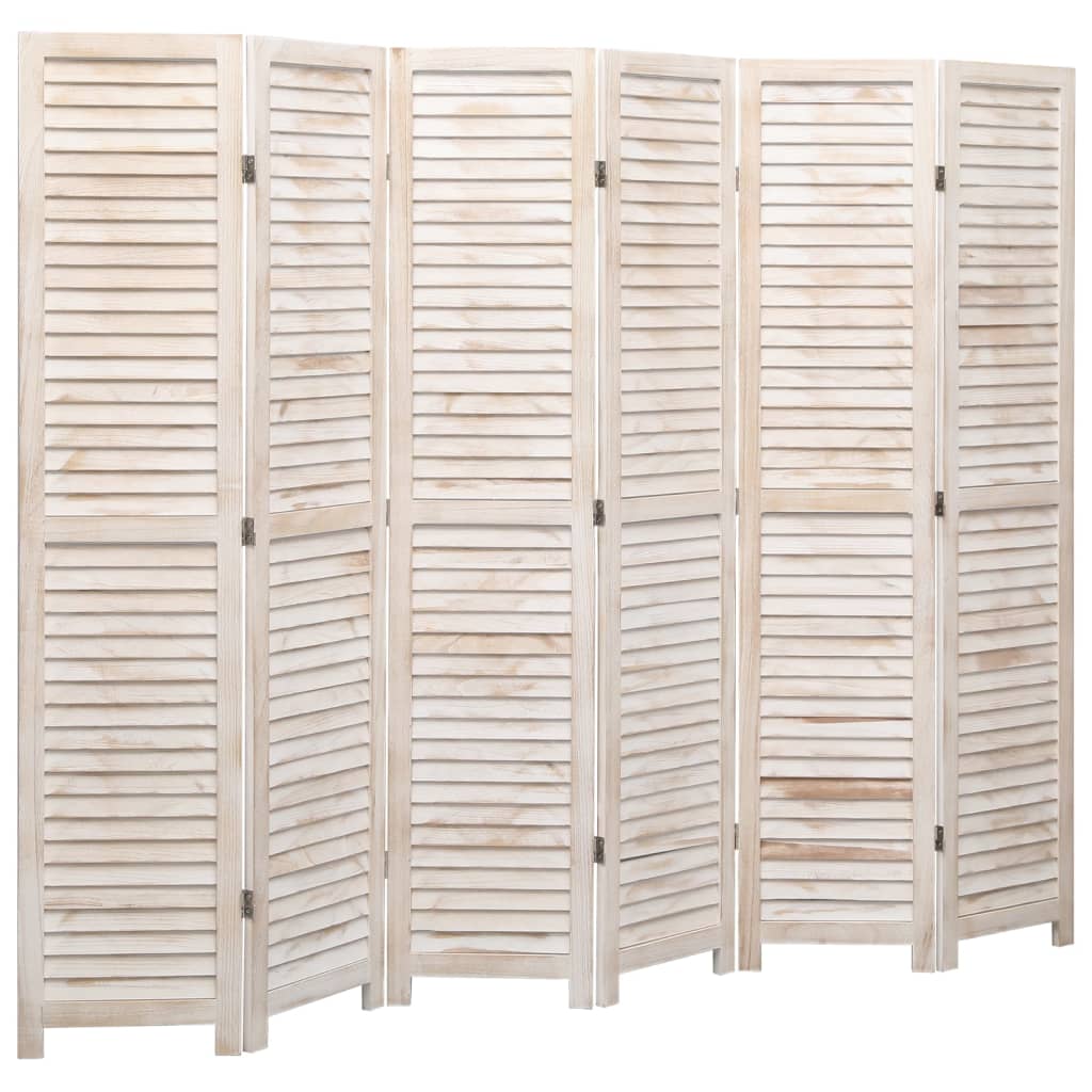 6-Panel Room Divider White - 210×165cm