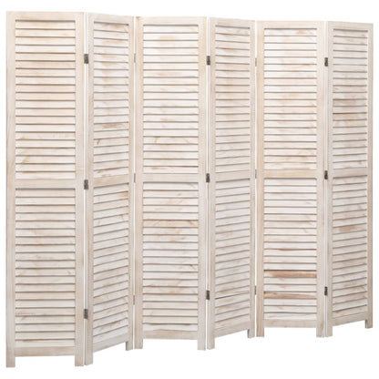 6-Panel Room Divider White - 210×165cm