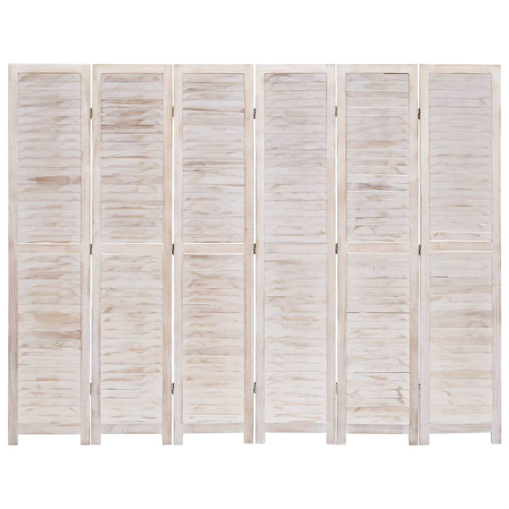 6-Panel Room Divider White - 210×165cm