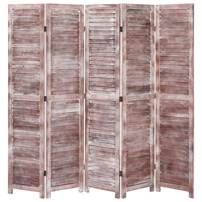 5-Panel Room Divider Brown - 175×165cm