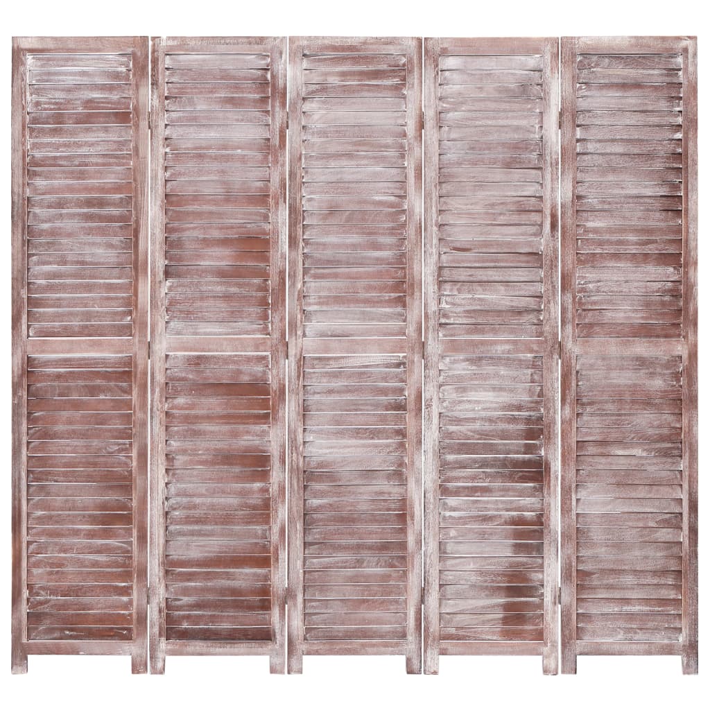 5-Panel Room Divider Brown - 175×165cm