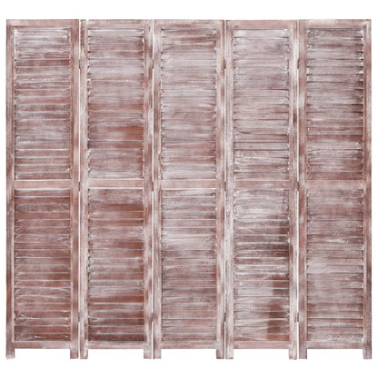 5-Panel Room Divider Brown - 175×165cm