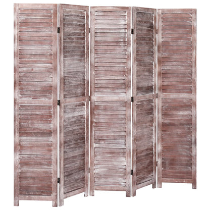 5-Panel Room Divider Brown - 175×165cm