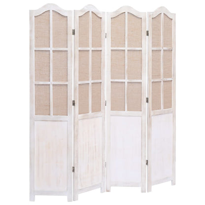 4-Panel Fabric Room Divider White