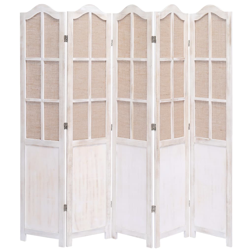 5-Panel Fabric Room Divider White
