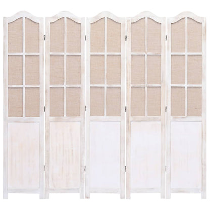 5-Panel Fabric Room Divider White
