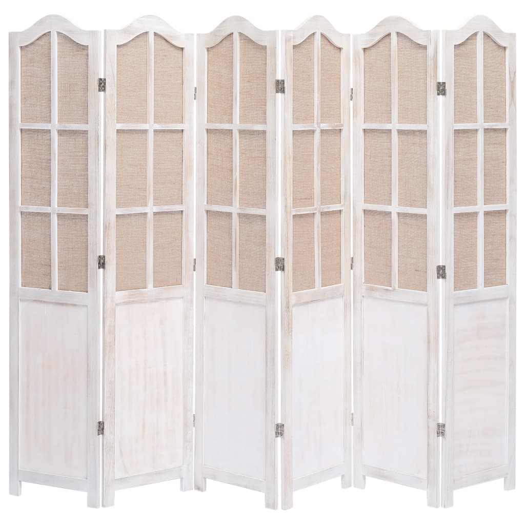 6-Panel Fabric Room Divider White