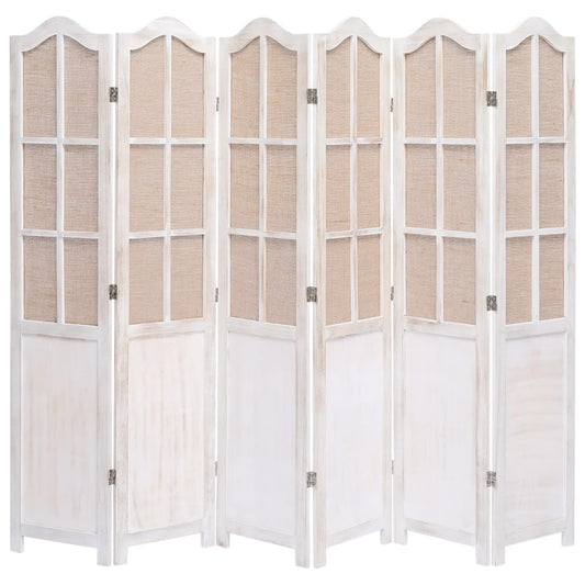 6-Panel Fabric Room Divider White