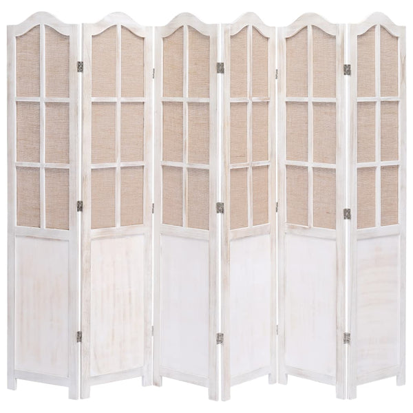  6-Panel Fabric Room Divider White