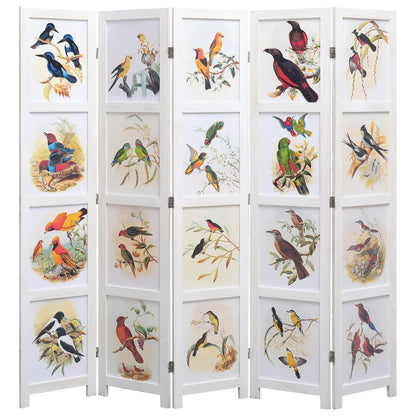 5-Panel Bird Room Divider White