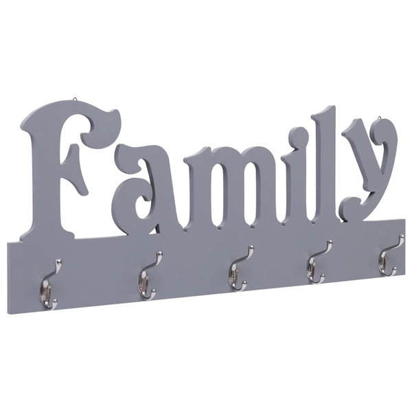  Wall Mounted Coat Rack FAMILY Grey