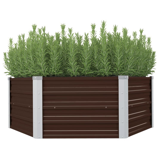 Raised Garden Bed Brown Galvanised Steel - 129×129×46cm