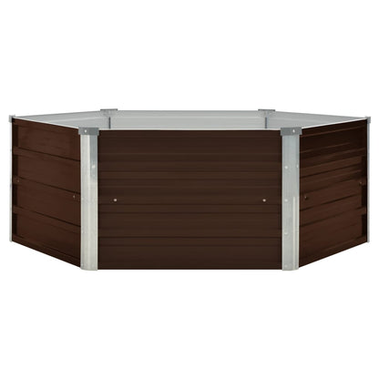 Raised Garden Bed Brown Galvanised Steel - 129×129×46cm