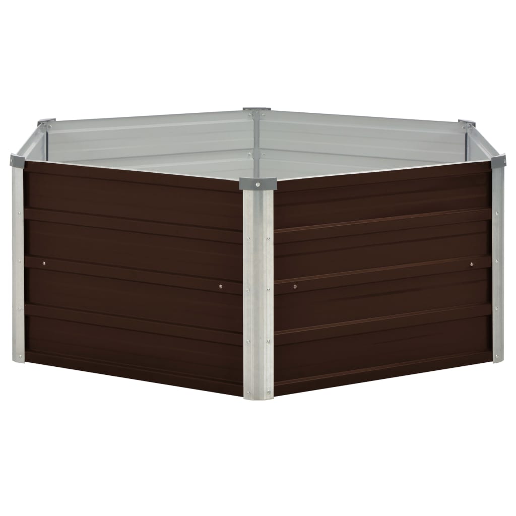 Raised Garden Bed Brown Galvanised Steel - 129×129×46cm