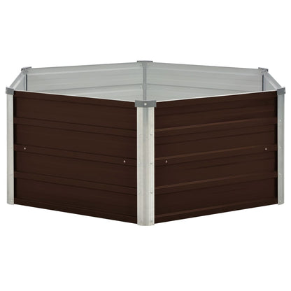 Raised Garden Bed Brown Galvanised Steel - 129×129×46cm
