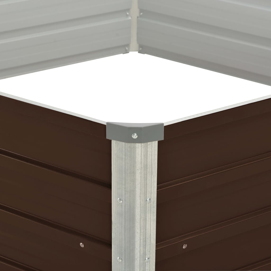 Raised Garden Bed Brown Galvanised Steel - 129×129×46cm