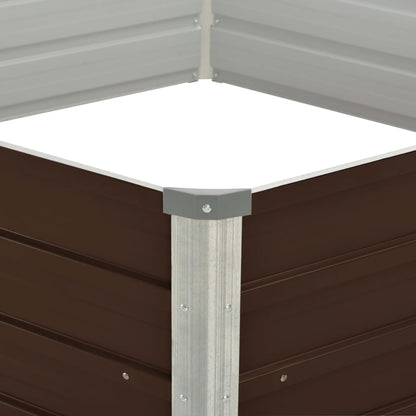 Raised Garden Bed Brown Galvanised Steel - 129×129×46cm
