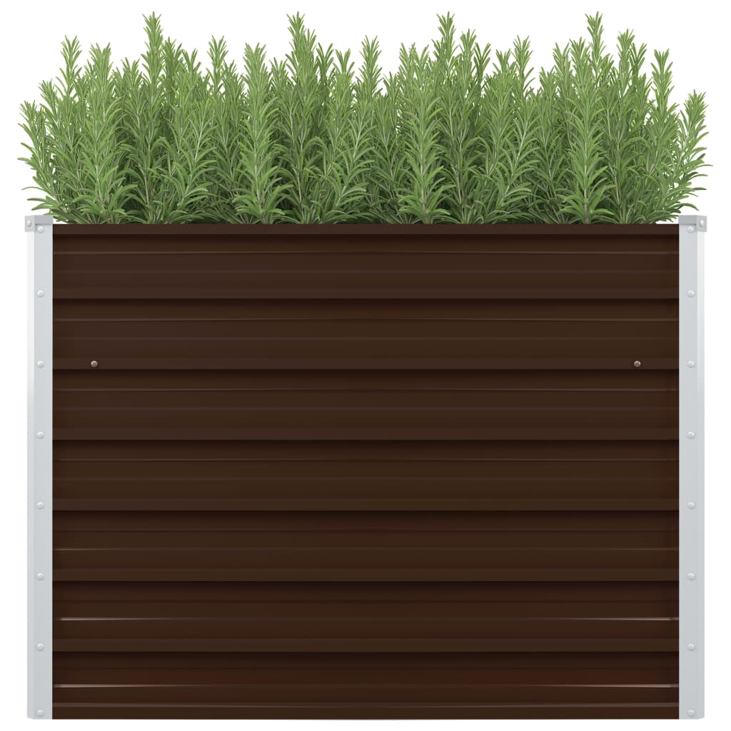 Raised Garden Bed Brown Galvanised Steel - 100×100×77cm