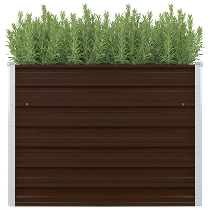 Raised Garden Bed Brown Galvanised Steel - 100×100×77cm