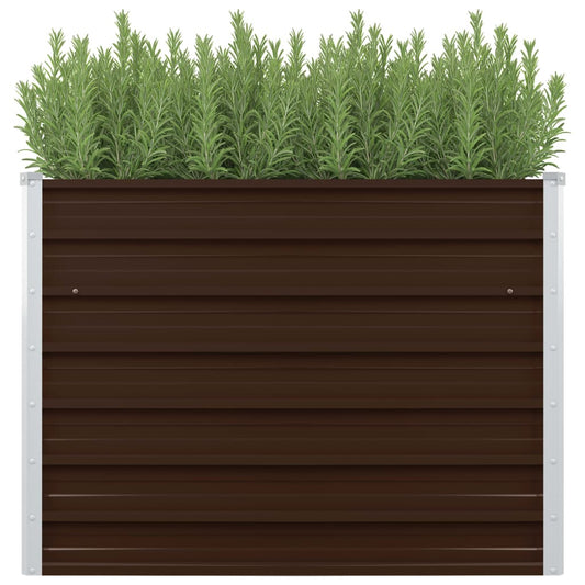 Raised Garden Bed Brown Galvanised Steel - 100×100×77cm
