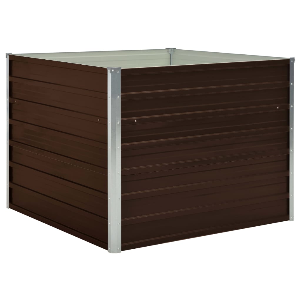 Raised Garden Bed Brown Galvanised Steel - 100×100×77cm