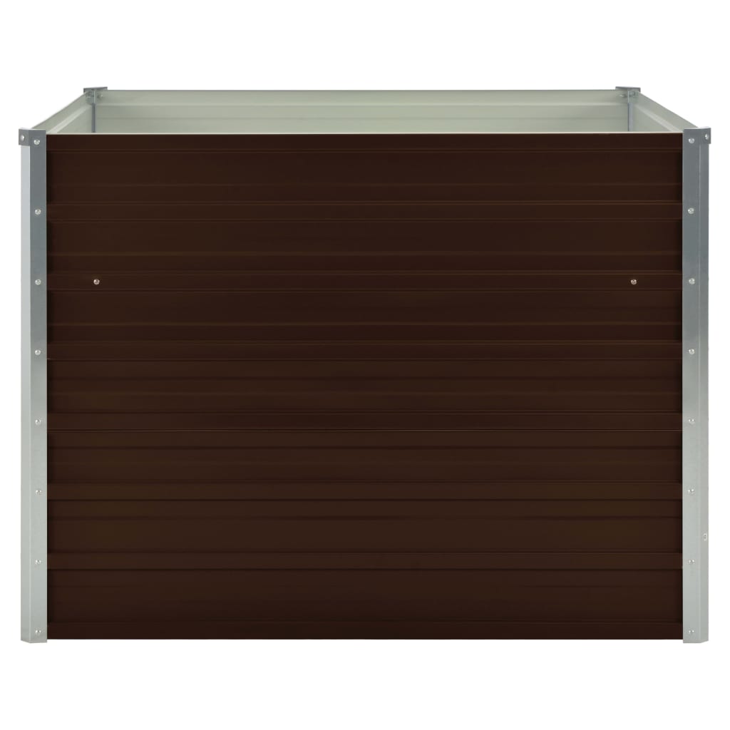 Raised Garden Bed Brown Galvanised Steel - 100×100×77cm