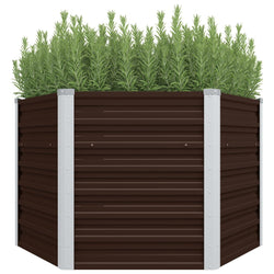 45721 Garden Raised Bed Brown 129x129x77 cm Galvanised Steel