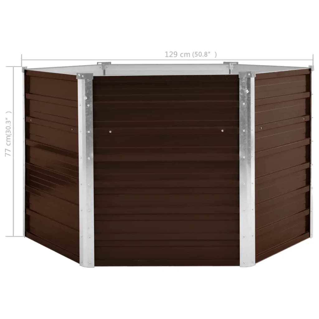 45721 Garden Raised Bed Brown 129x129x77 cm Galvanised Steel