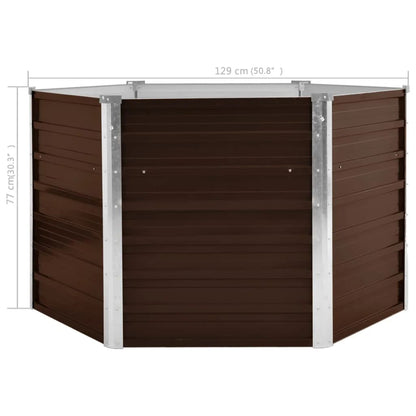 45721 Garden Raised Bed Brown 129x129x77 cm Galvanised Steel