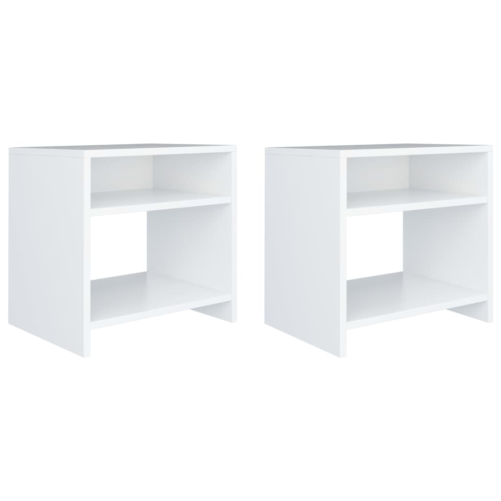 Bedside Cabinets 2 pcs White Chipboard - 40×30×40cm