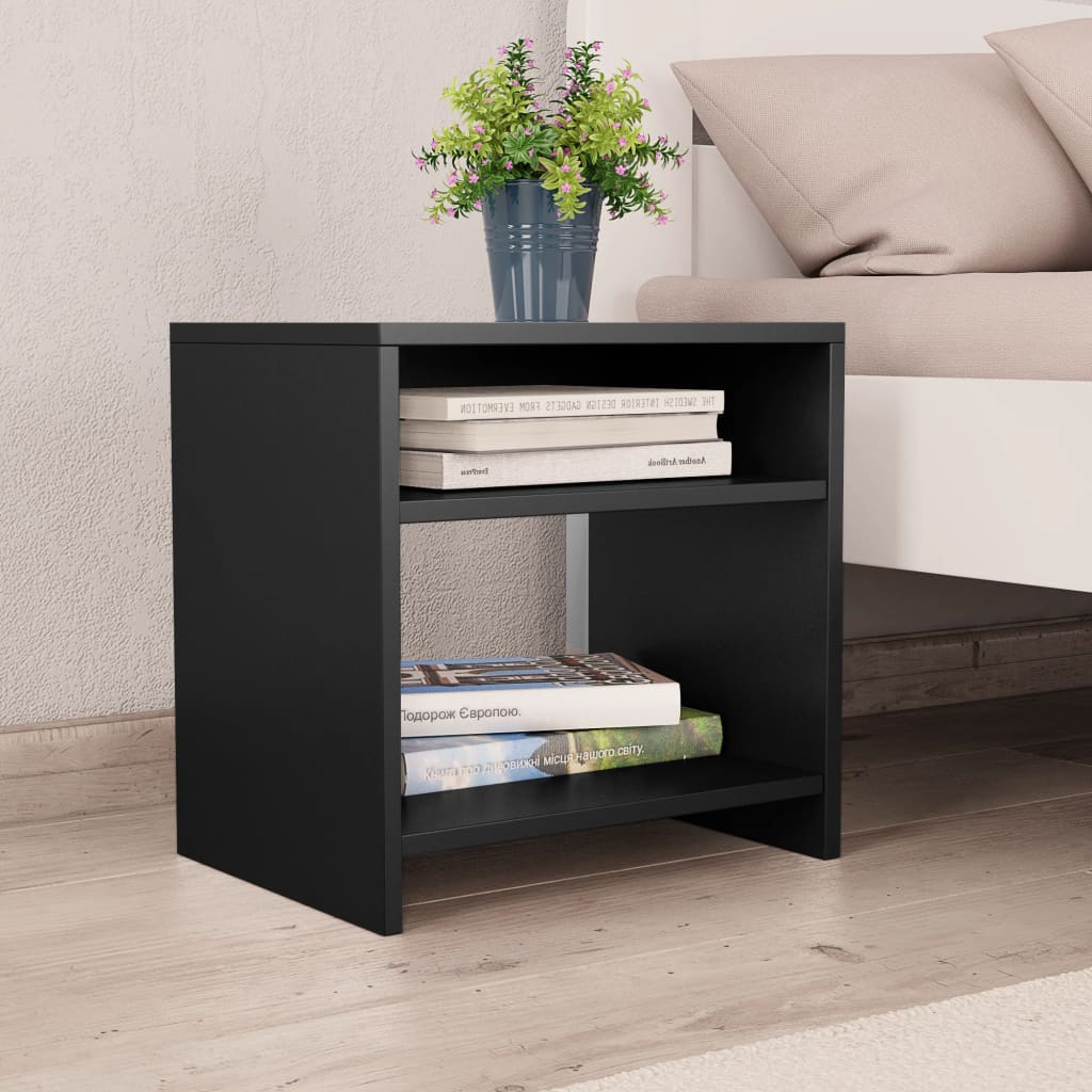Bedside Cabinet Black Chipboard - 40×30×40cm