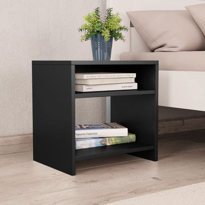 Bedside Cabinet Black Chipboard - 40×30×40cm