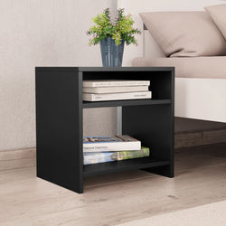 Bedside Cabinet Black Chipboard
