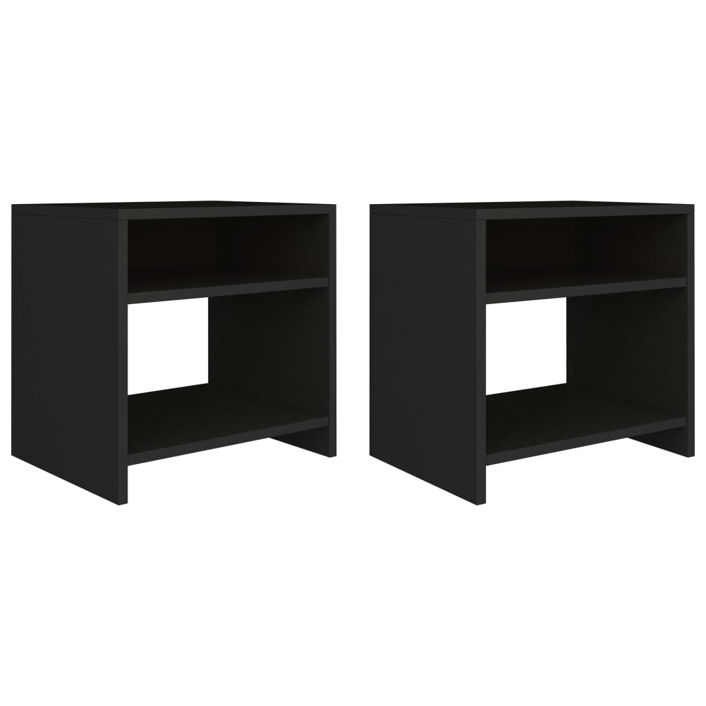 Bedside Cabinets 2 pcs Black Chipboard - 40×30×40cm