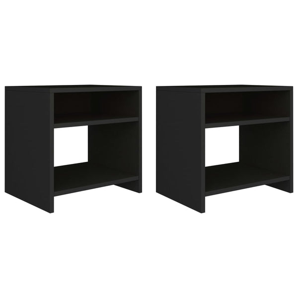  Bedside Cabinets 2 pcs Black Chipboard