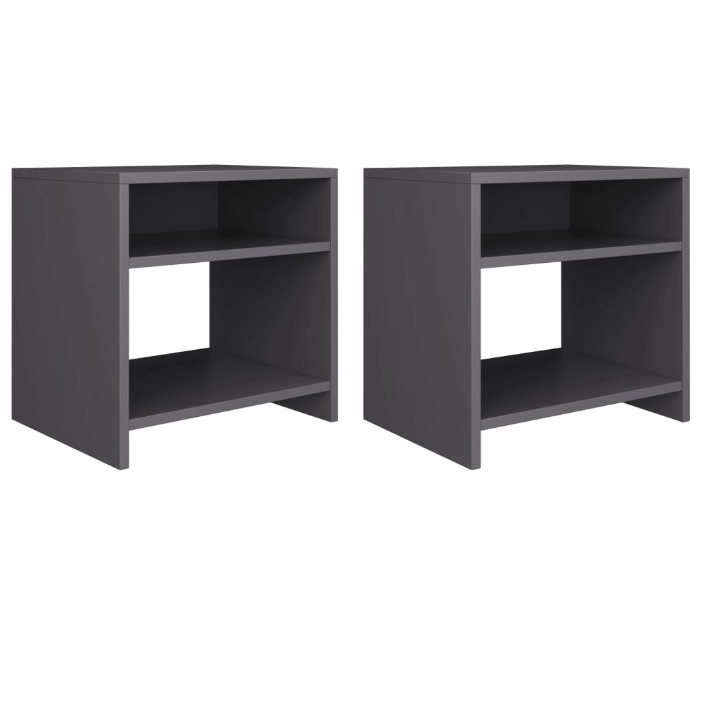 Bedside Cabinets 2 pcs Grey Chipboard - 40×30×40cm