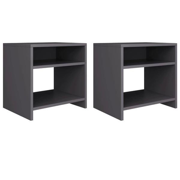  Bedside Cabinets 2 pcs Grey Chipboard