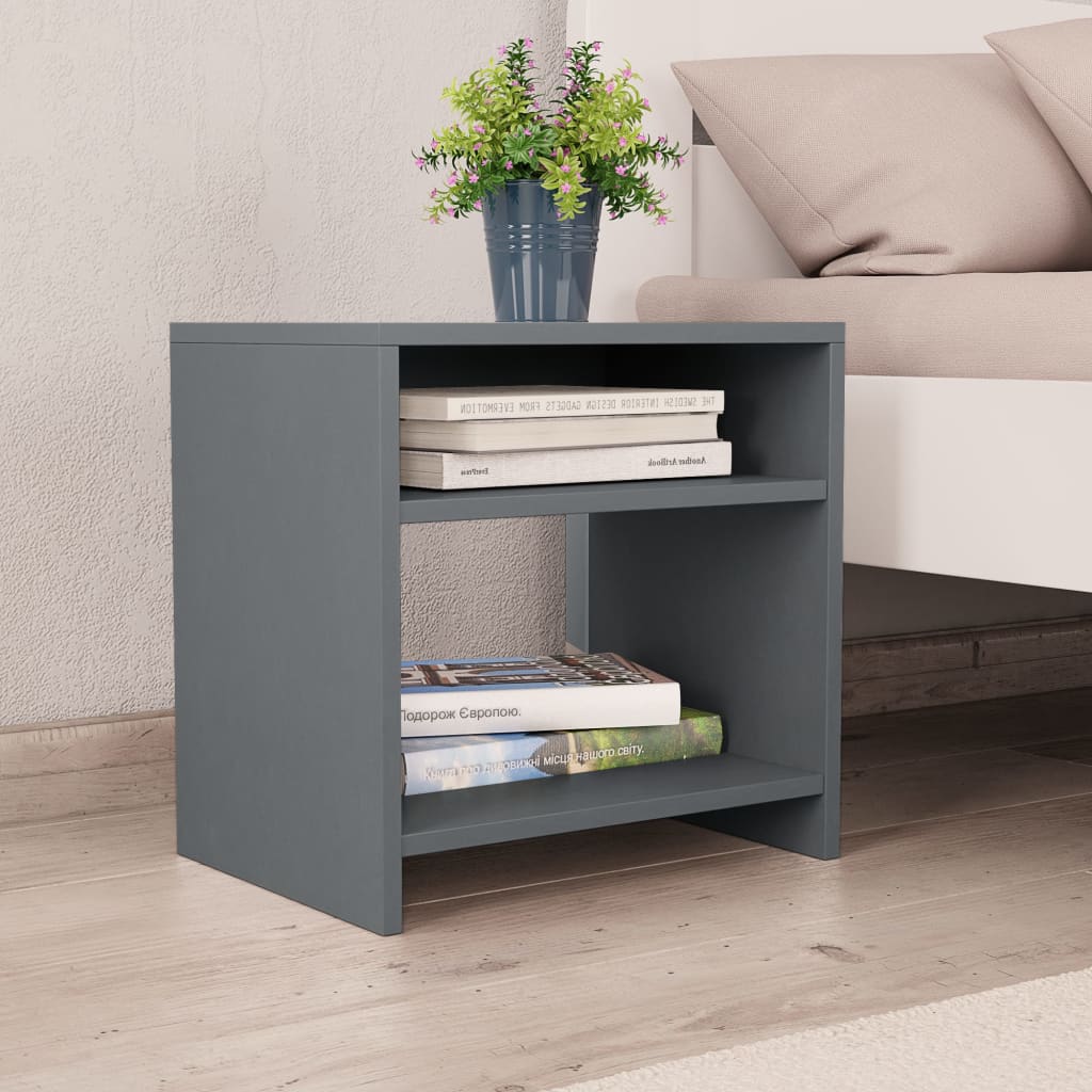 Bedside Cabinets 2 pcs Grey Chipboard - 40×30×40cm