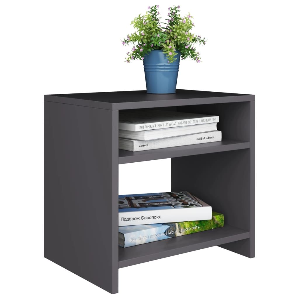 Bedside Cabinets 2 pcs Grey Chipboard - 40×30×40cm