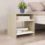 Bedside Cabinets 2 pcs White and Sonoma Oak Chipboard
