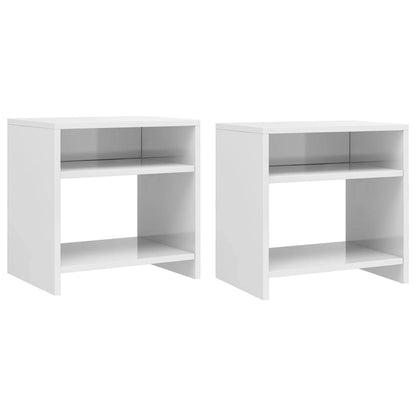 Bedside Cabinets 2 pcs High Gloss White Chipboard - 40×30×40cm