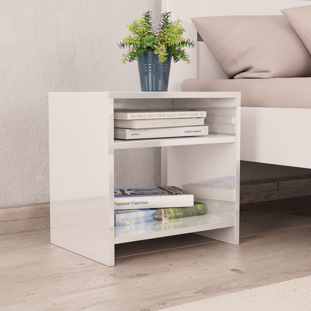 Bedside Cabinets 2 pcs High Gloss White Chipboard - 40×30×40cm