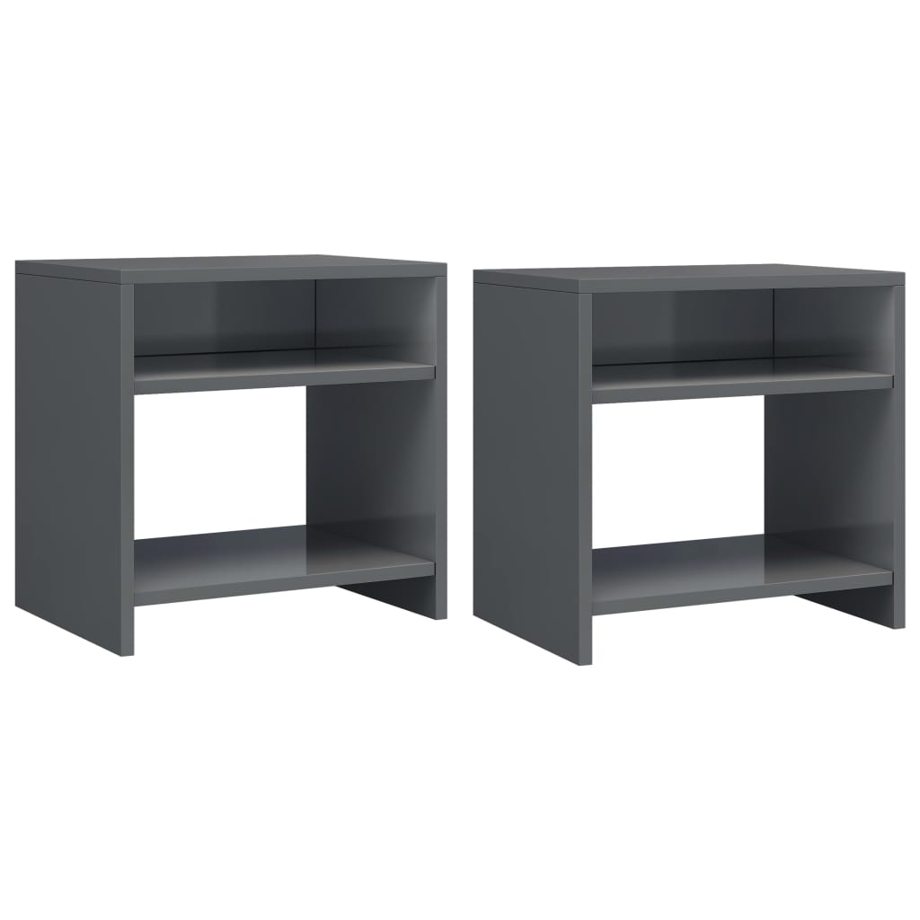 Bedside Cabinets 2 pcs High Gloss Grey Chipboard - 40×30×40cm