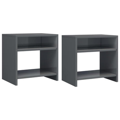Bedside Cabinets 2 pcs High Gloss Grey Chipboard - 40×30×40cm