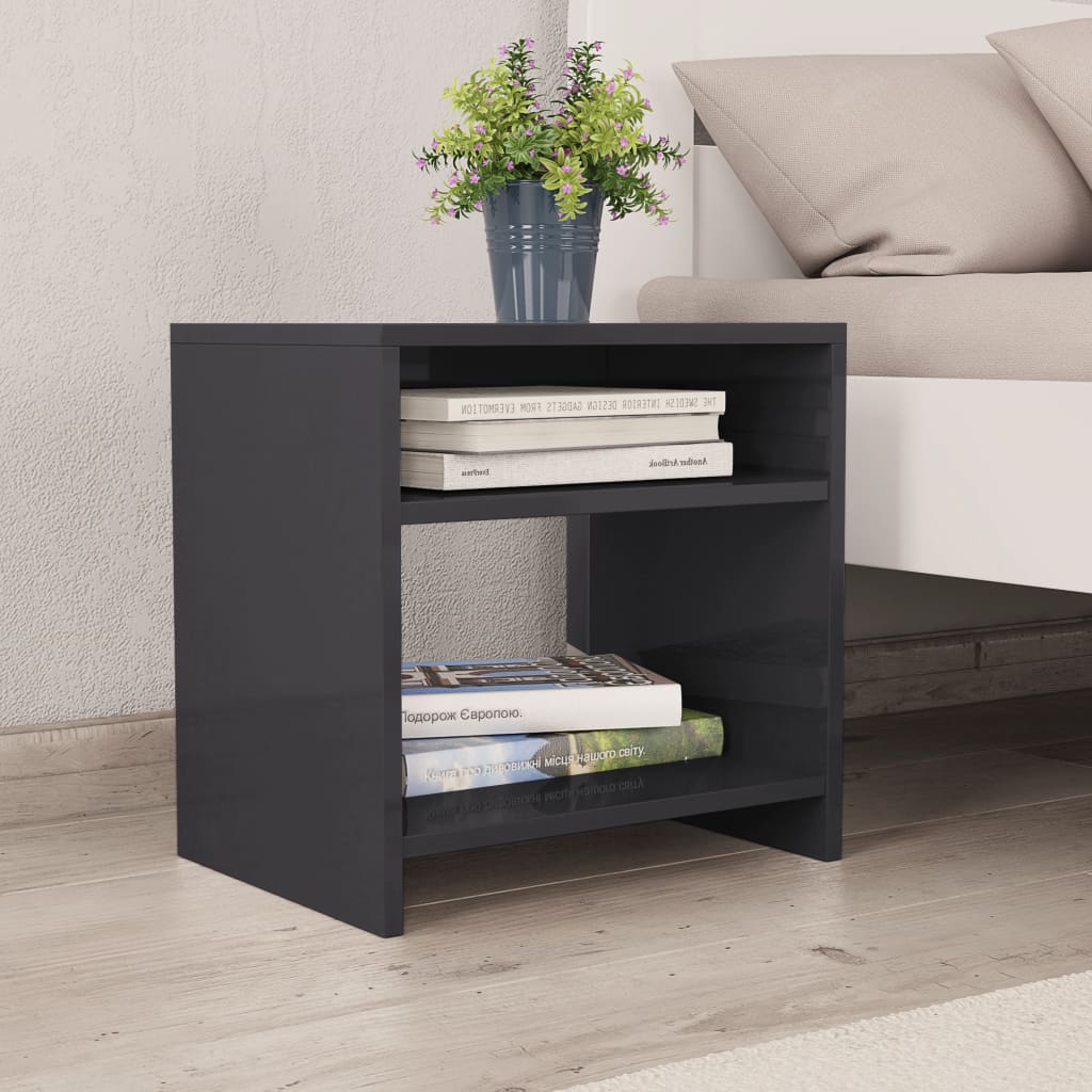 Bedside Cabinets 2 pcs High Gloss Grey Chipboard - 40×30×40cm