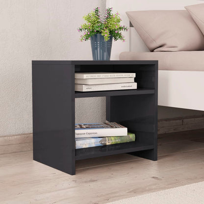 Bedside Cabinets 2 pcs High Gloss Grey Chipboard - 40×30×40cm